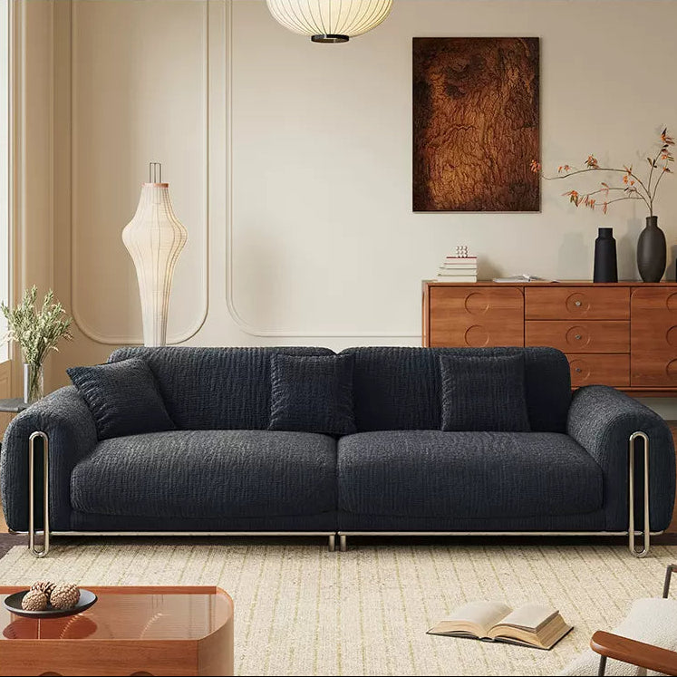 Sofa French retro green chenille fabric sofa medieval living room