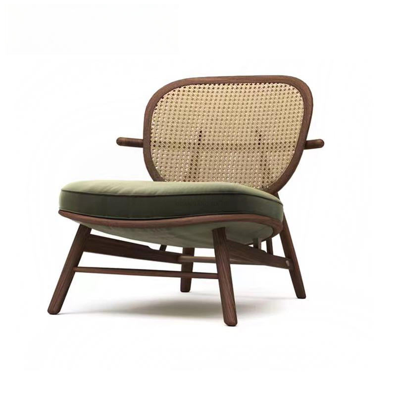 Medieval solid wood rattan sofa chair single seat back chair leisure chair