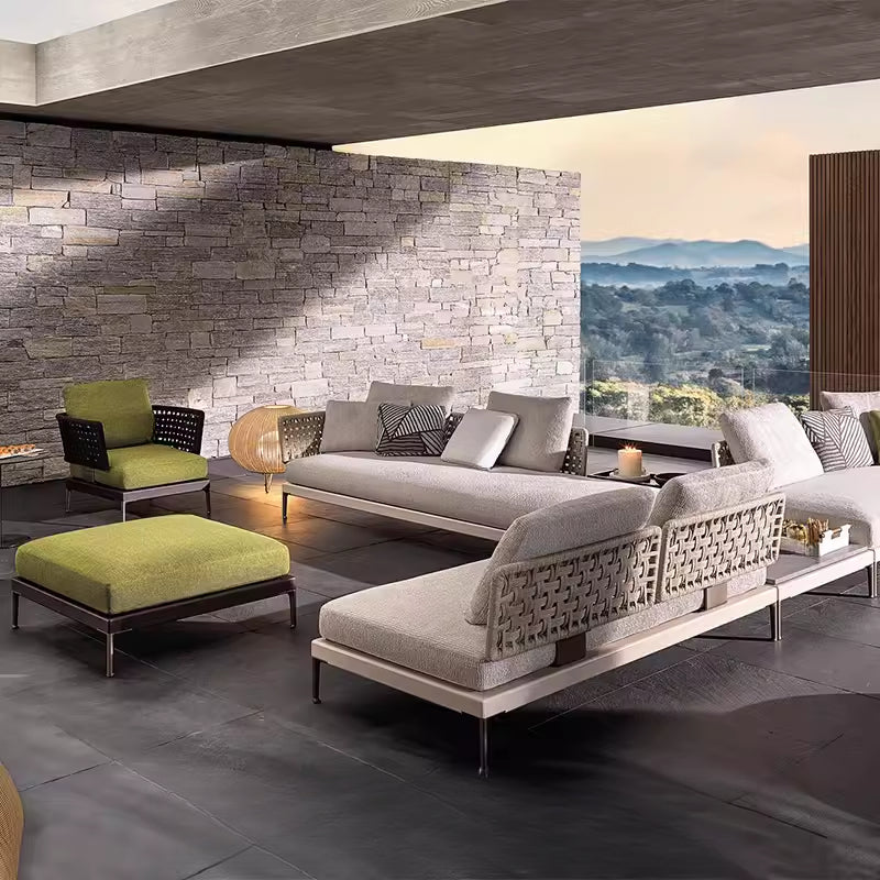 Outdoor sofa courtyard waterproof sunscreen furniture garden leisure villa hotel open-air outdoor sun room rattan chair