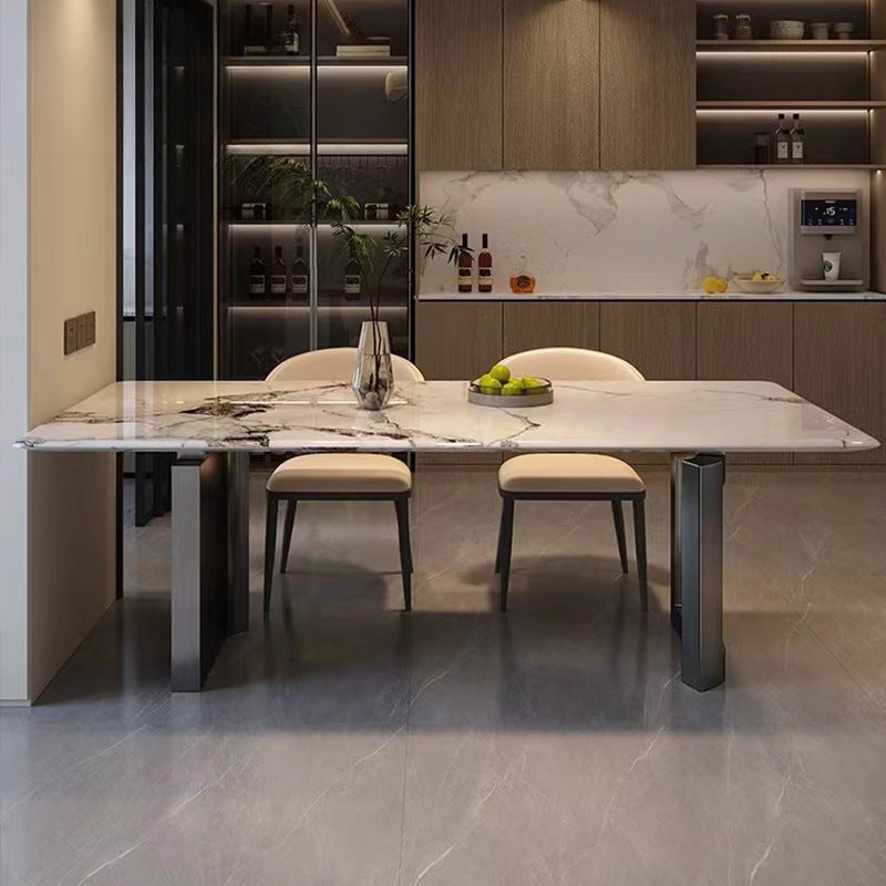 Light luxury dining table marble modern simple combination rectangular eating table restaurant dining table chair custom