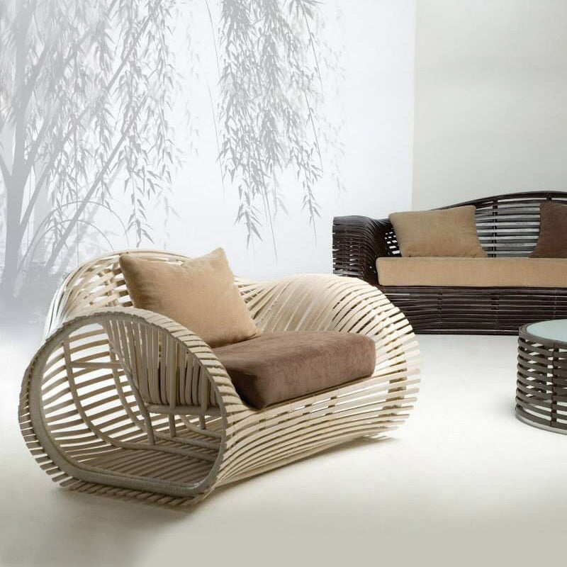 Rattan sofa wheel creative designer leisure courtyard outdoor open-air hotel garden club furniture