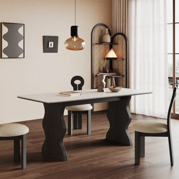 Slate solid wood dining table rectangular modern simple high-end retro dining table custom