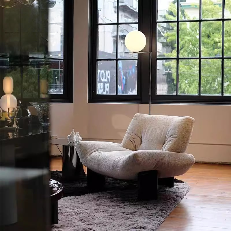 Single sofa minimalist designer creative personality medieval fabric sofa chair living room leather fabric chair