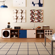 All solid wood TV cabinet bookcase shelf living room retro custom