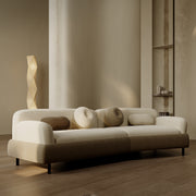 Cream style sofa straight row three people minimalist living room household matte cloth size apartment designer