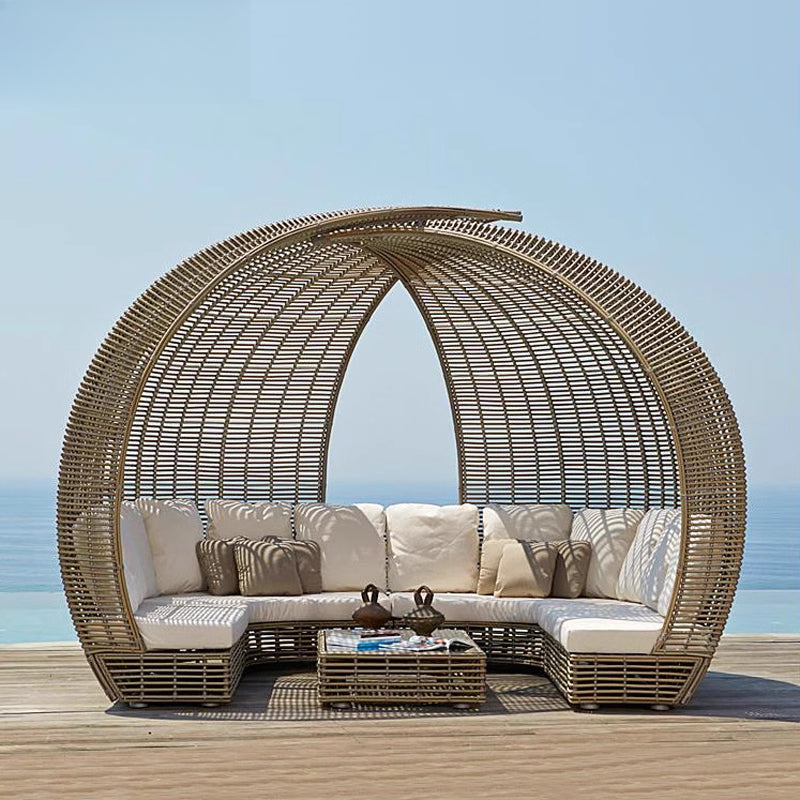 Outdoor rattan sofa bed outdoor waterproof rattan chair creative bird's nest outdoor terrace large rattan furniture