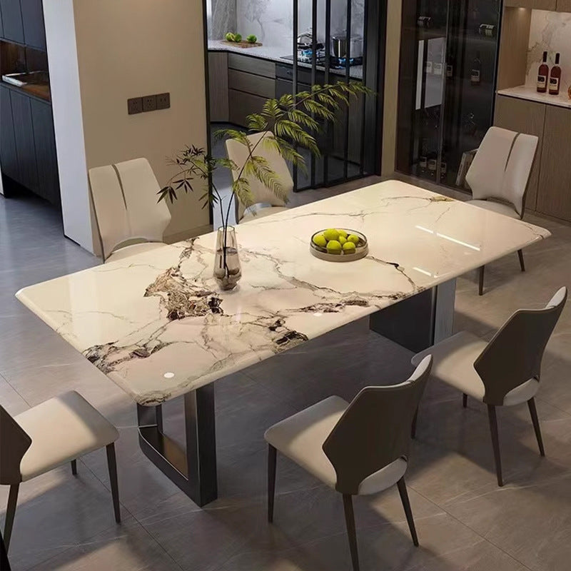 Light luxury dining table marble modern simple combination rectangular eating table restaurant dining table chair custom