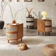 Bedside table niche design sense household bedroom solid wood rack simple customization