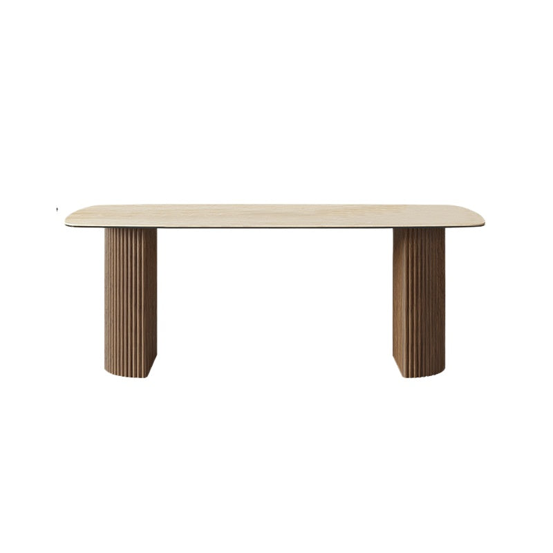 Minimalist solid wood rock slab dining table and chairs home restaurant retro dining table custom