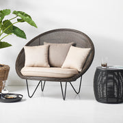 Balcony small sofa outdoor log color rattan chair round leisure single creative bedroom rattan sofa