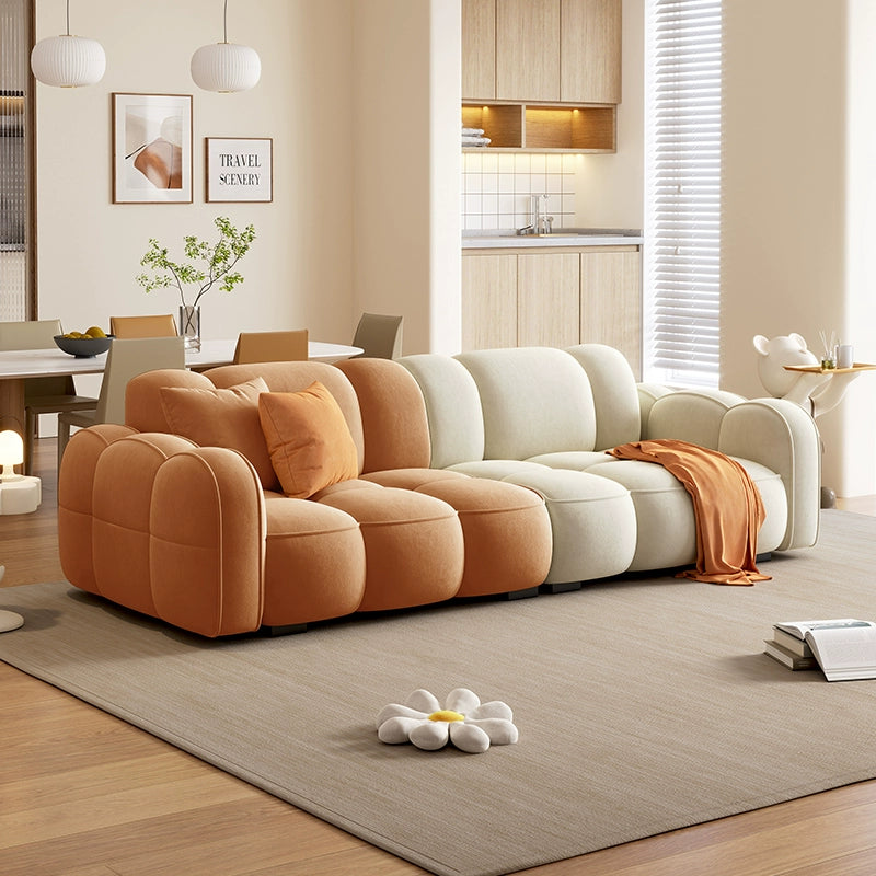 Retro cream style sofa living room small apartment modern simple cloud color matching puff marshmallow sofa
