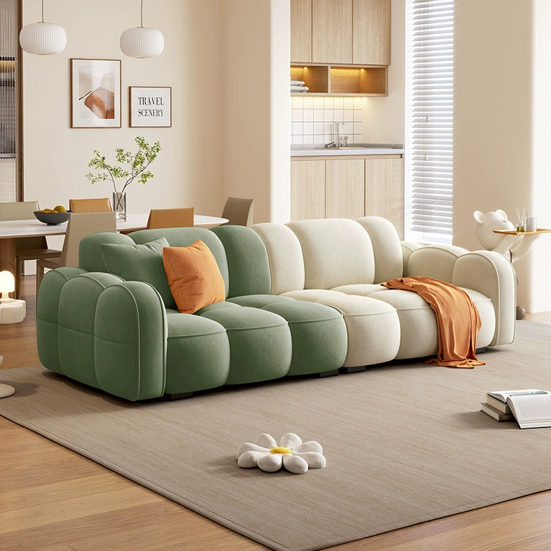 Retro cream style sofa living room small apartment modern simple cloud color matching puff marshmallow sofa