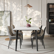 Rectangle rock slab dining table All solid wood rock slab four-person dining table and chair combination Light luxury small apartment dining table Customized