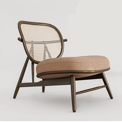 Medieval solid wood rattan sofa chair single seat back chair leisure chair