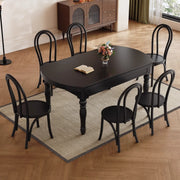 Retro solid wood dining table and chair combination high-end telescopic dual-purpose living room simple small apartment round dining table combination custom