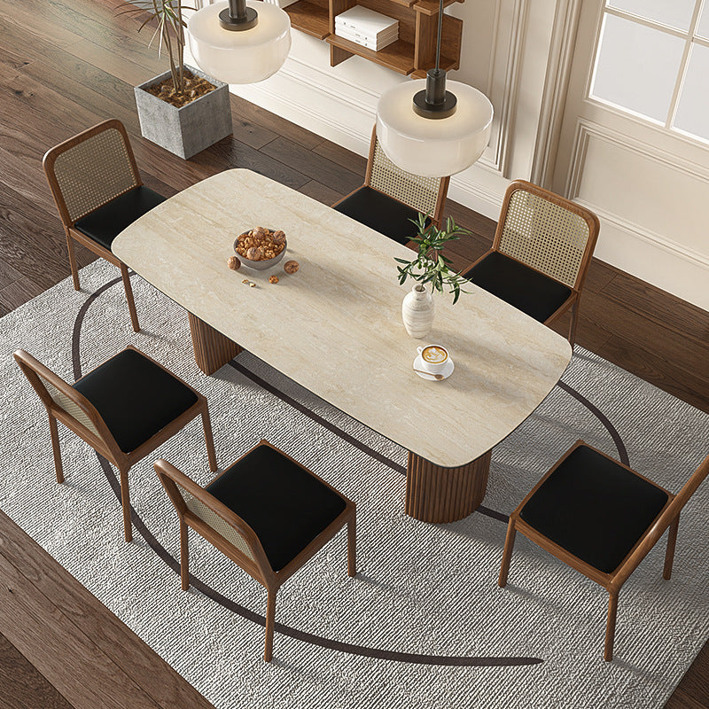 Minimalist solid wood rock slab dining table and chairs home restaurant retro dining table custom