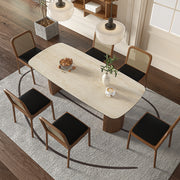Minimalist solid wood rock slab dining table and chairs home restaurant retro dining table custom