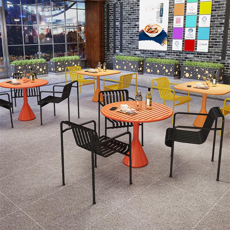 Outdoor tables and chairs, seating area, leisure chairs, cafe, bar, wrought iron open-air tables, simple