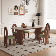 Solid wood dining table and chairs new retro black rock slab furniture custom