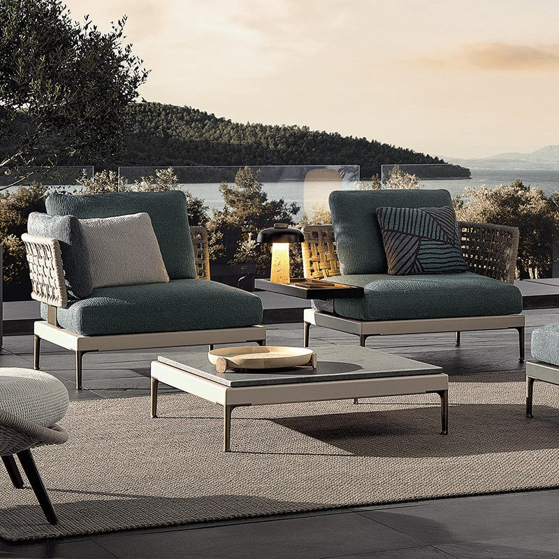 Outdoor sofa courtyard waterproof sunscreen furniture garden leisure villa hotel open-air outdoor sun room rattan chair