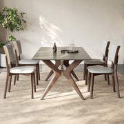 Rock slab dining table Solid wood modern simple household small apartment rectangular table and chair combination custom