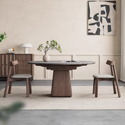 Solid wood dining table Variable round table Small apartment Modern simple square and round dual-purpose telescopic rock slab dining table Customized