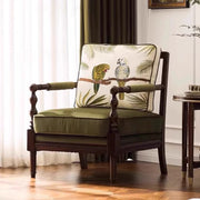 Medieval Chair Back Chair Sofa Chair Living Room Leisure Chair Fabric Solid Wood Bedroom Balcony Retro