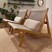 Outdoor sofa balcony courtyard rattan chair hotel homestay outdoor garden solid wood rattan leisure chair custom