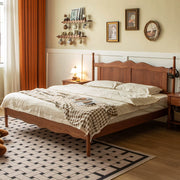 Retro all solid wood double bed simple medieval master bedroom furniture