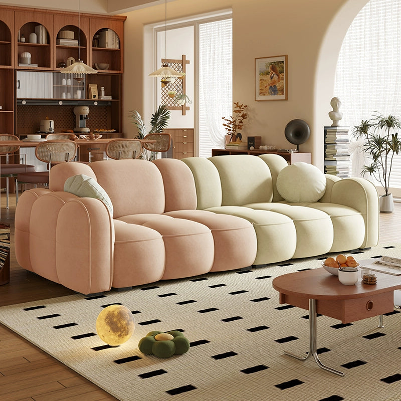 Retro cream style sofa living room small apartment modern simple cloud color matching puff marshmallow sofa