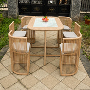 New outdoor courtyard table and chair combination rattan chair dining table villa garden hotel homestay rattan outdoor leisure furniture custom