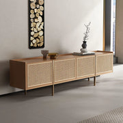 Rattan TV cabinet Solid wood display cabinet Household living room Simple light luxury locker Customized