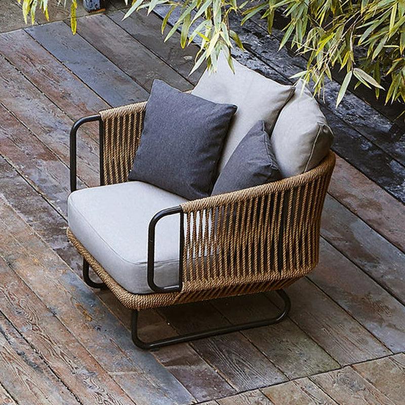 Garden outdoor sofa waterproof sunscreen rattan chair single living room leisure outdoor balcony furniture