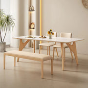 Rock slab dining table and chair combination solid wood dining table custom