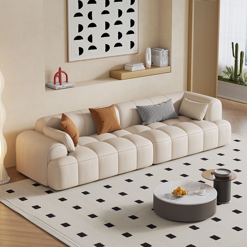 Puff leather sofa minimalist small apartment living room retro piano keys straight row casual high-end sofa