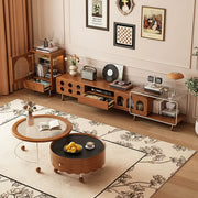 Retro telescopic TV cabinet Solid wood storage cabinet Living room household cabinet Customized