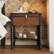 Retro bedside table Solid wood small storage cabinet Medieval storage small cabinet Household bedroom bedside cabinet