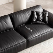 Leather sofa living room minimalist first layer cowhide three-person sofa straight row sofa black