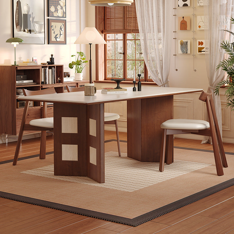 Solid wood dining table rock slab new household small apartment retro family custom
