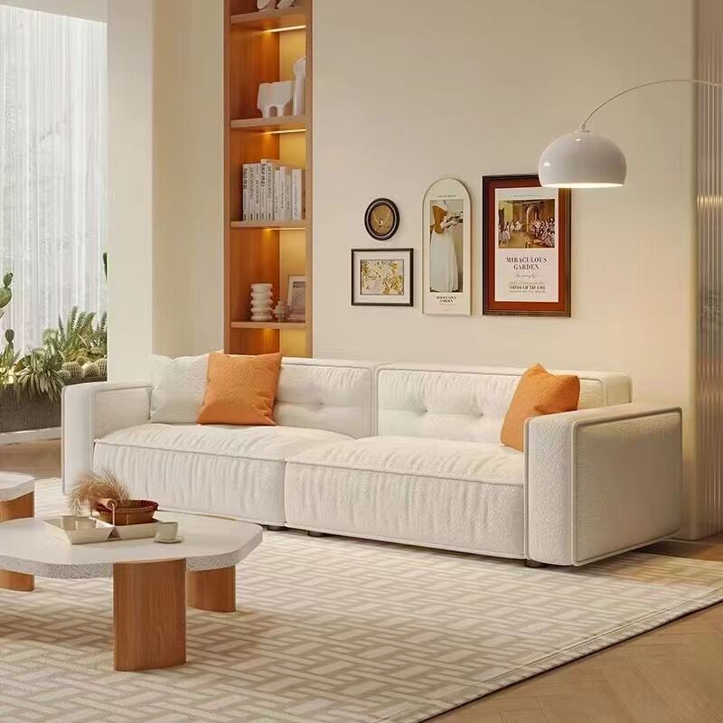 Simple small apartment small sofa living room straight row minimalist modern fabric sofa