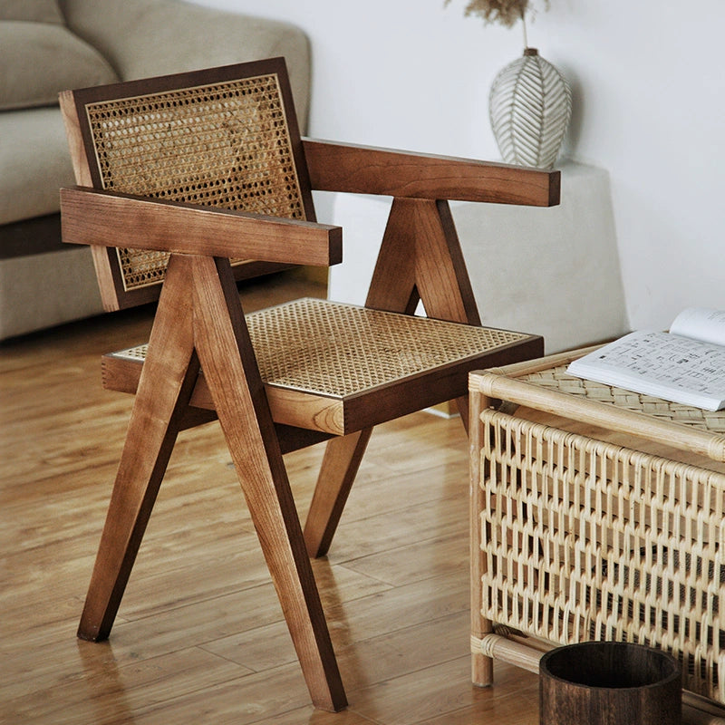 Rattan chair rattan chair sofa natural rattan cafe household solid wood dining chair