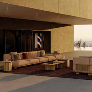 Outdoor sofa rainproof and anti-corrosion villa courtyard open-air solid wood living room combination recliner furniture custom