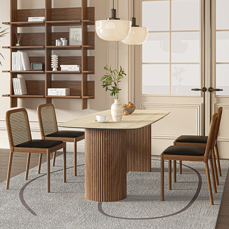 Minimalist solid wood rock slab dining table and chairs home restaurant retro dining table custom