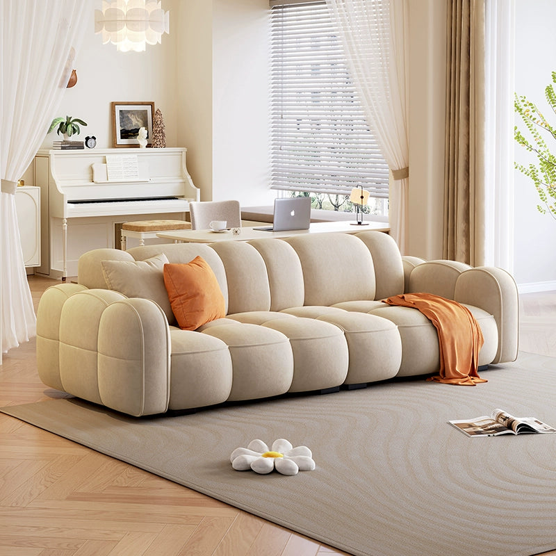 Retro cream style sofa living room small apartment modern simple cloud color matching puff marshmallow sofa