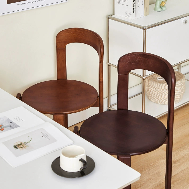 Designer color chair restaurant round stool simple dining table and chair small apartment backrest solid wood dining chair
