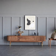 Solid wood TV cabinet black walnut color medium and ancient style simple modern light luxury organ door designer video cabinet