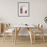Solid wood rock slab dining table and chairs Small apartment household modern simple dining table custom
