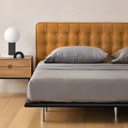 Simple solid wood bed fabric bed custom