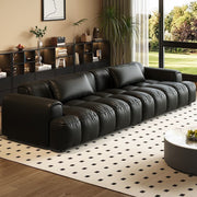 Puff leather sofa minimalist small apartment living room retro piano keys straight row casual high-end sofa
