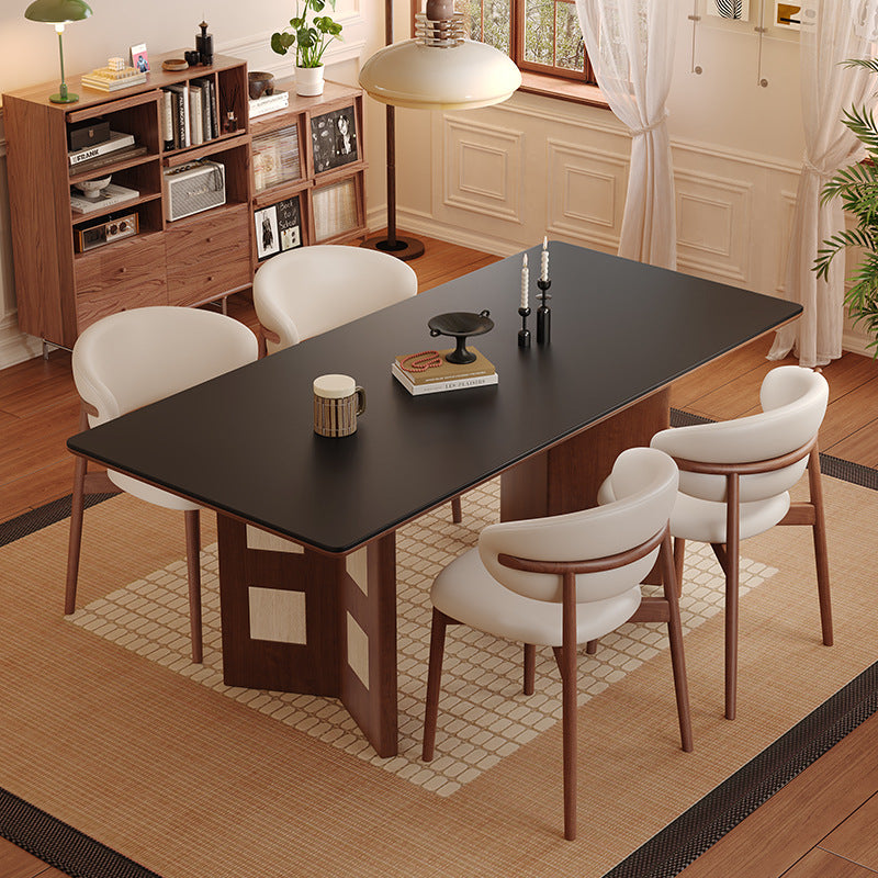 Solid wood dining table rock slab new household small apartment retro family custom